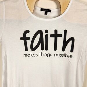 Cookie Johnson Faith Makes Things Possible Graphic Tee White Modal Blend M
